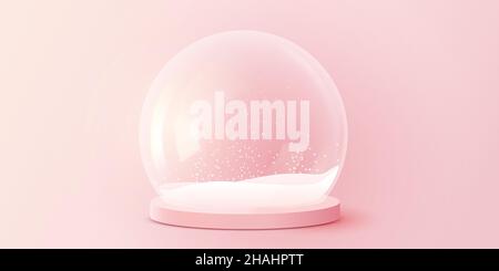 Realistischer Weihnachtsglobe Aus Glas. Zauberhafte Winterdekoration. Vektordarstellung von Snow Globe oder Snowball Stock Vektor