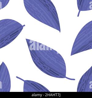 Aquarell malen Stil periwinkle lila violett Blätter nahtlose Vektor-Muster Hintergrund. Malerisches Laubbild mit auffälligen, verstreuten Blättern Stock Vektor