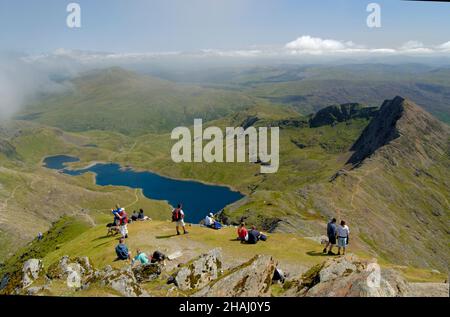 Gipfel des Mount Snowdon, Snowdonia WALES Großbritannien Stockfoto