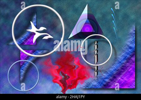 Modern abstrakt mit geometrischen Figuren. 3D Rendern Stockfoto