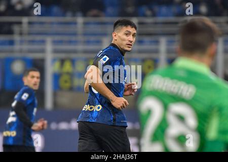 Mailand, Italien. 12th Dez 2021. Martin Satriano von Inter sah während der Serie Ein Spiel zwischen Inter und Cagliari bei Giuseppe Meazza in Mailand. (Foto: Gonzales Photo/Alamy Live News Stockfoto