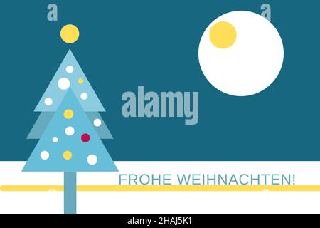 Weihnachten künstlerische Illustration mit fröhlichem Weihnachtsgruß auf Deutsch: Frohe Weihnachten Stockfoto