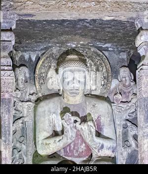 Buddha Statue in Ajanta Höhlen von 4th Jahrhundert in Aurangabad Stockfoto