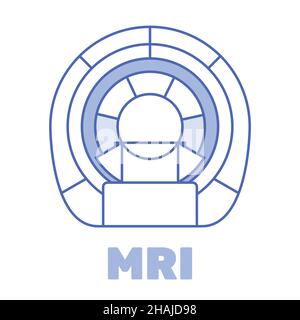 MRI-Diagnose, dünnes Symbol, Vektordarstellung von Magnetscannergeräten im Labor Stock Vektor