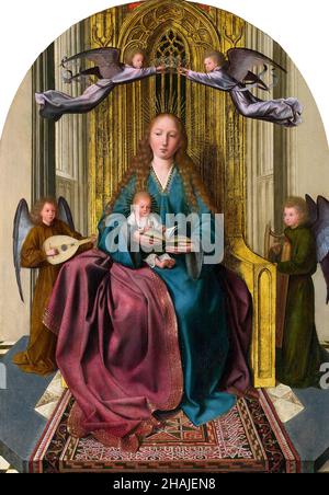Die Jungfrau und das Kind thronen, mit vier Engeln von Quentin Matsys (ca. 1465/6-1530), Öl auf Eichenholzplatte, ca. 1506-09 Stockfoto