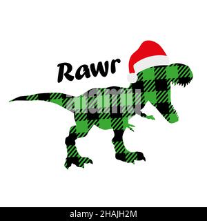 Vektor-Illustration von niedlichen Weihnachten Urlaub Dinosaurier-Set. Dinosaurier mit Weihnachtslichtern und Geschenken. Niedlicher Dinosaurier mit Weihnachtsmütze. Stock Vektor