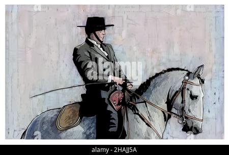 Reiter mit Hut Reiten - Vektor-Illustration Stock Vektor