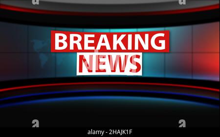 3D Rendering eines modernen Studios, geeignet für allgemeine Nachrichten Hintergrund, mit einer breaking News writing Stockfoto