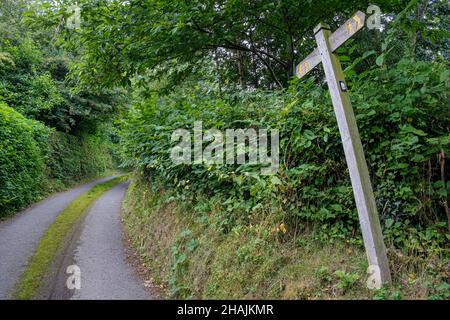 Schild Offas Dyke Path, in der Nähe von Montgomery, Powys, Wales Stockfoto