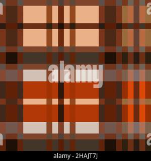 Kontrastierende mehrfarbige Tartan Schottische nahtlose Muster in Orange und Braun Farben mit diagonalen Linien, Textur für Tartan, Karo, Tischdecken, Kleidung, Be Stock Vektor