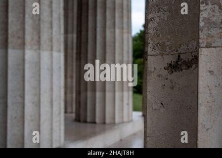 Walhalla-Denkmal in der Nähe von Regensburg nach einem griechischen Tempel, Bayern, Deutschland Stockfoto