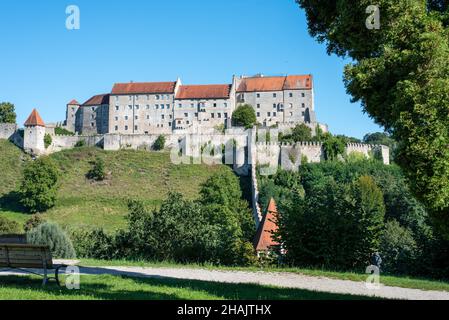 Schloss Burghausen in Bayern, das längste Schloss der Welt, Deutschland Stockfoto