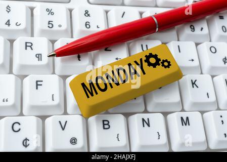 Konzeptionelle Bildunterschrift Montag. Business-Schaufenster der Tag der Woche nach Sonntag und vor Dienstag Tag des Mondes Abstract Beheben Internet-Problem Stockfoto