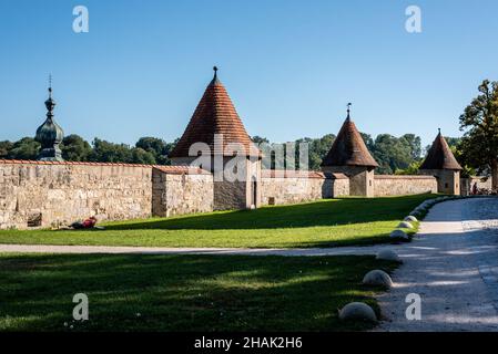 Im Inneren des berühmten Schlosses Burghausen in Bayern, der längsten Burg der Welt, Deutschland Stockfoto