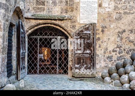 Im Inneren des berühmten Schlosses Burghausen in Bayern, der längsten Burg der Welt, Deutschland Stockfoto