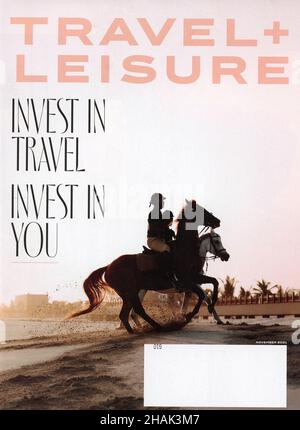 Cover des Travel+Leisure Magazins November 2021, USA Stockfoto