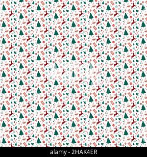 Festliche Weihnachten nahtlose Wiederholung Vektor-Muster Illustration. Nordisch-skandinavisches Thema. Stock Vektor