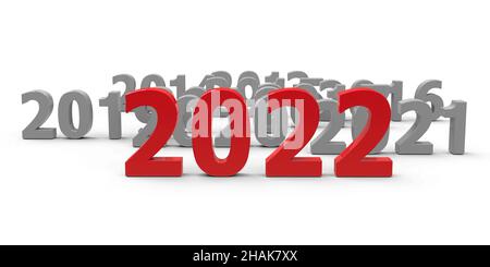 2022 Come repräsentiert das neue Jahr 2022, dreidimensionales Rendering, 3D Illustration Stockfoto