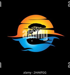 Land und Meer Konzept Kreisform. vektor. Stock Vektor