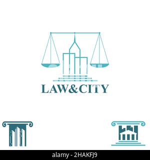 Gesetz und Stadt Symbole setzen Vektor-Illustration Stock Vektor