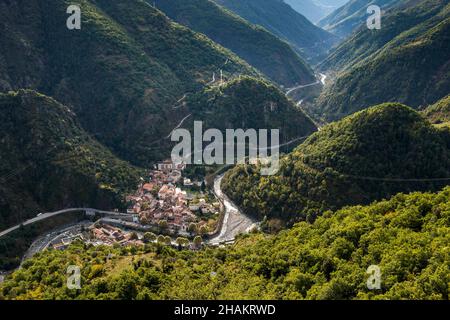 ALPES MARINTIMES (06), NATIONALPARK MERCANTOUR, TINEE-TAL, SAINT-SAUVEUR-SUR-TINEE Stockfoto