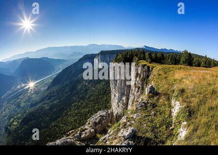 ISERE (38), REGIONALER NATURPARK VON VERCORS, GEMEINDEN VON AUTRANS, LANS-EN-VERCORS, ENGINS ET SASSENAGE, EMPFINDLICHES NATURGEBIET DER ISERE, HOCHEBENE Stockfoto