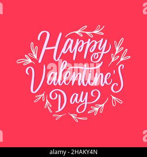 Hand-Schriftzug glücklich Valentinstag. Glücklich Valentinstag Tag Typografie. Isoliert Design-Vektor Stock Vektor