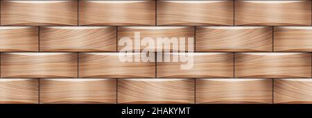 3d Elevation Wandfliesen Design, Holz Nahtloses Muster Keramikfliesen Design für Dekor. Stockfoto