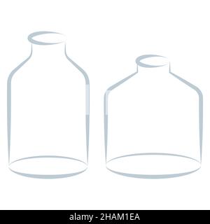 Vektorsymbole für chemische Reagenzgläser setzen minimalistische Illustrationen ein. Experiment chemische Kolben für Wissenschaft isoliert auf weißem Hintergrund. Stock Vektor