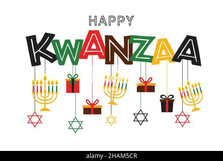 Vektor-Sammlung von Happy Kwanzaa. Weihnachtsymbole auf weißem Hintergrund Stock Vektor