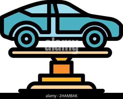 Symbol für Radaufzug. Umriss Rad Auto Lift Vektor-Symbol Farbe flach isoliert Stock Vektor
