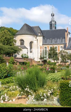 Abteikirche der Abtei von Valloires und deren Garten - Eglise Abbatiale de l'Abbaye de Valloires et son jardin Stockfoto