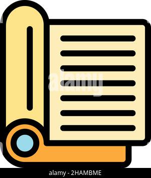 Drehbuch-Symbol für Filmszenarien. Umriss Film Szenario Skript Vektor Symbol Farbe flach isoliert Stock Vektor