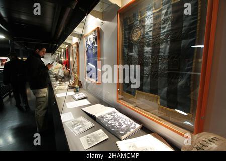 MAILAND, ITALIEN - 25. Jan 2014: Das Museum der Fußballvereine Inter Mailand und AC Mailand im San Siro Stadion, Mailand, Italien Stockfoto