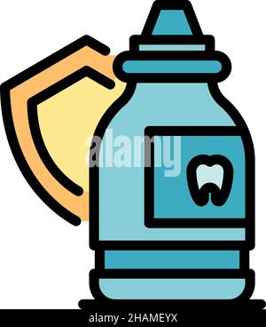 Symbol für Mundspülen. Kontur spülen Mund Vektor-Symbol Farbe flach isoliert Stock Vektor