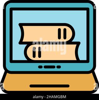 EBook-Online-Stack-Symbol. Übersicht eBook online Stack Vektor Symbol Farbe flach isoliert Stock Vektor