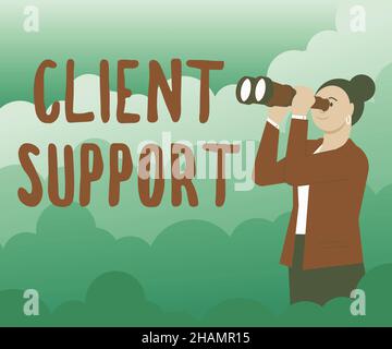 Schreiben mit Text Client Support. Das Internet-Konzept konzentriert sich auf die Unterstützung der Kunden bei der Nutzung von Produkten und Dienstleistungen -42514 Stockfoto