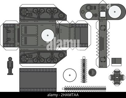 Das Papiermodell eines alten Khaki-Tanks Stock Vektor