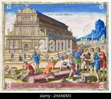 Diana-Tempel in Ephesus, altgriechisch, Stich von Philips Galle nach Maarten van Heemskerck, 1572 Stockfoto