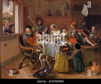 Jan Steen, Gemälde, die fröhliche Familie, 1668 Stockfoto