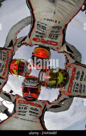 Max Verstappen, niederländischer Formel-1-Fahrer bei Red Bull Racing, hier zu sehen Karting bei PF International, Lincolnshire, UK, GBR 2013 CIK-FIA WORLD KF CHAMPIONSHIP (Rd 1) & CIK-FIA INTERNATIONAL KF-JUNIOR SUPER CUP Stockfoto