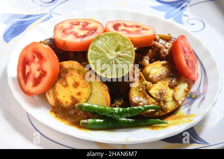 DIM Kasha oder scharfes trockenes Eierarry (bengalische Art). Indien. Stockfoto