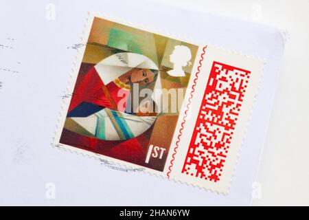 Strichcode auf Weihnachtsmarken von Royal Mail Stockfoto