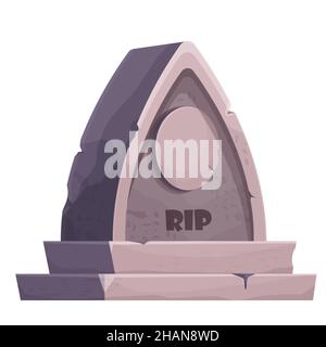 Steingrab, Denkmal im Cartoon-Stil isoliert auf weißem Hintergrund. Beerdigung, Friedhofsobjekt. Denkmal des Nachlebens. Vektorgrafik Stock Vektor