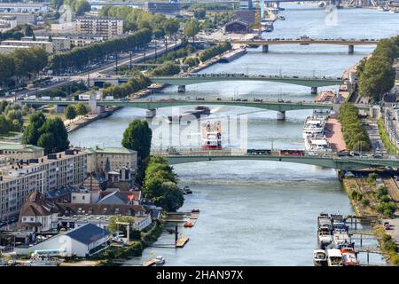 Rouen (Nordfrankreich): Die seine vom Katharinenhügel aus gesehen Stockfoto