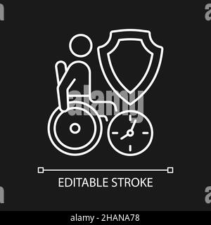 Langzeitpflege Versicherung weißes lineares Symbol für dunkles Thema Stock Vektor