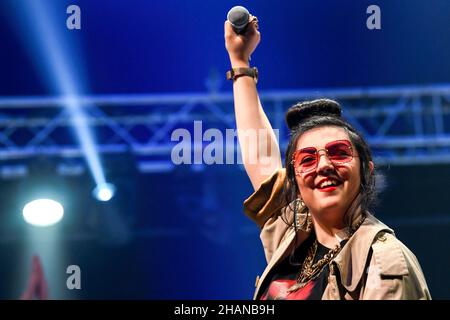 Sänger Hoshi im Konzert anlässlich des Ouest Park Festivals in Le Havre (Nordfrankreich) am 22. Oktober 2021 Stockfoto