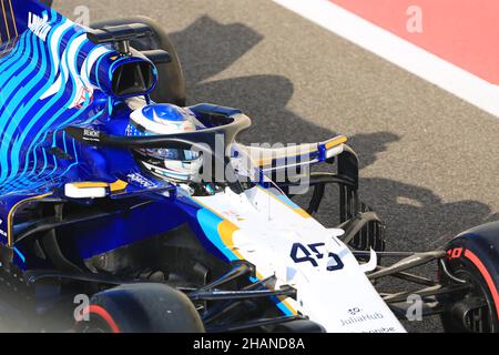 14th. Dezember 2021; Yas Marina Circuit, Abu Dhabi, Vereinigte Arabische Emirate: FIA Abu Dhabi F1 Test nach der Saison Pirelli und Jungfahrer, Tag 1: Williams Racing, Logan Sargeant Stockfoto