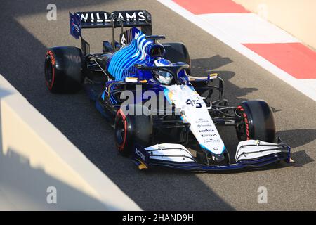 14th. Dezember 2021; Yas Marina Circuit, Abu Dhabi, Vereinigte Arabische Emirate: FIA Abu Dhabi F1 Test nach der Saison Pirelli und Jungfahrer, Tag 1: Williams Racing, Logan Sargeant Stockfoto