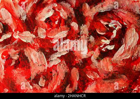 Acryl, Farbe, abstrakt. Nahaufnahme. Echte Textur von Acrylfarbe auf Papier. Spritzer von flüssiger Farbe. Stockfoto